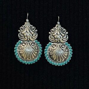 90s Bohemian Silver and Turquoise Earrings